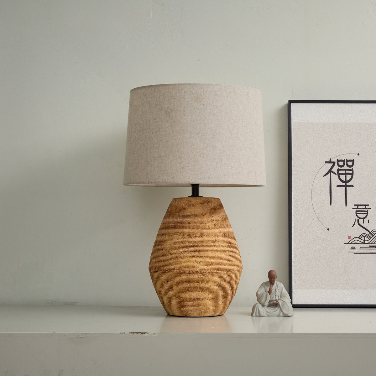 Textured Terracotta Toned Table Lamp