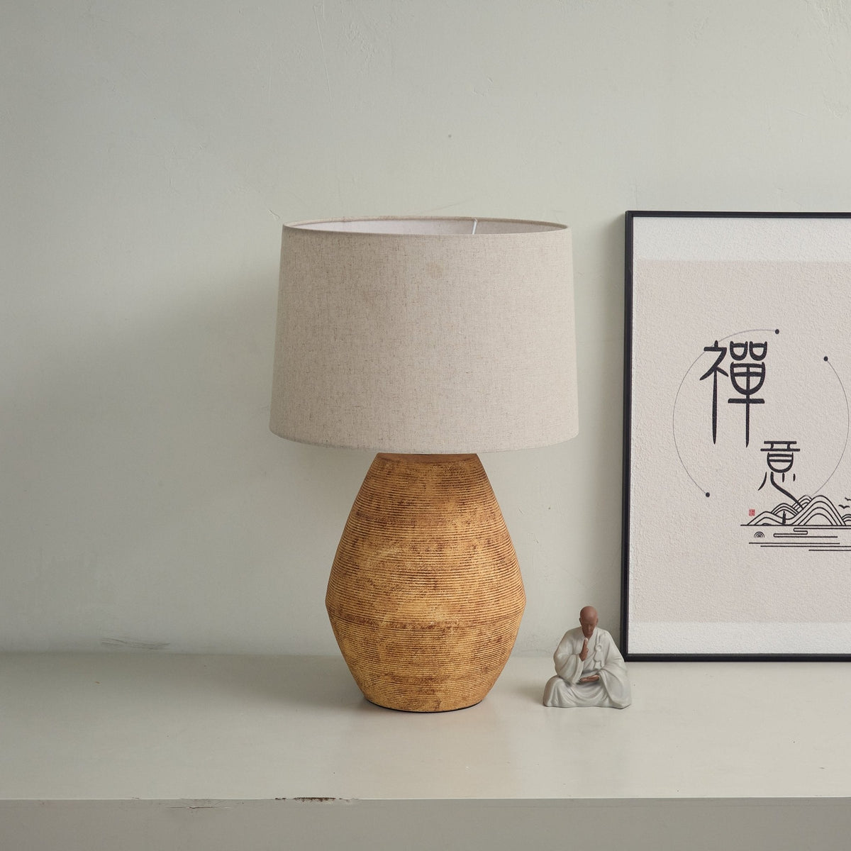 Textured Terracotta Toned Table Lamp