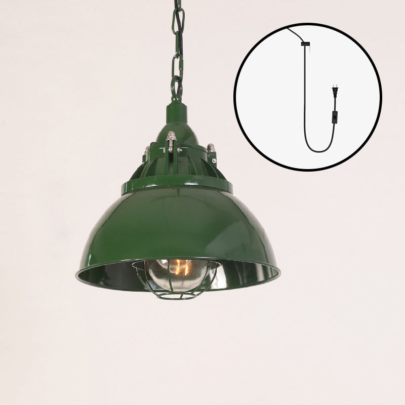 Velinel Vintage Industrial Swag Green Glass Light