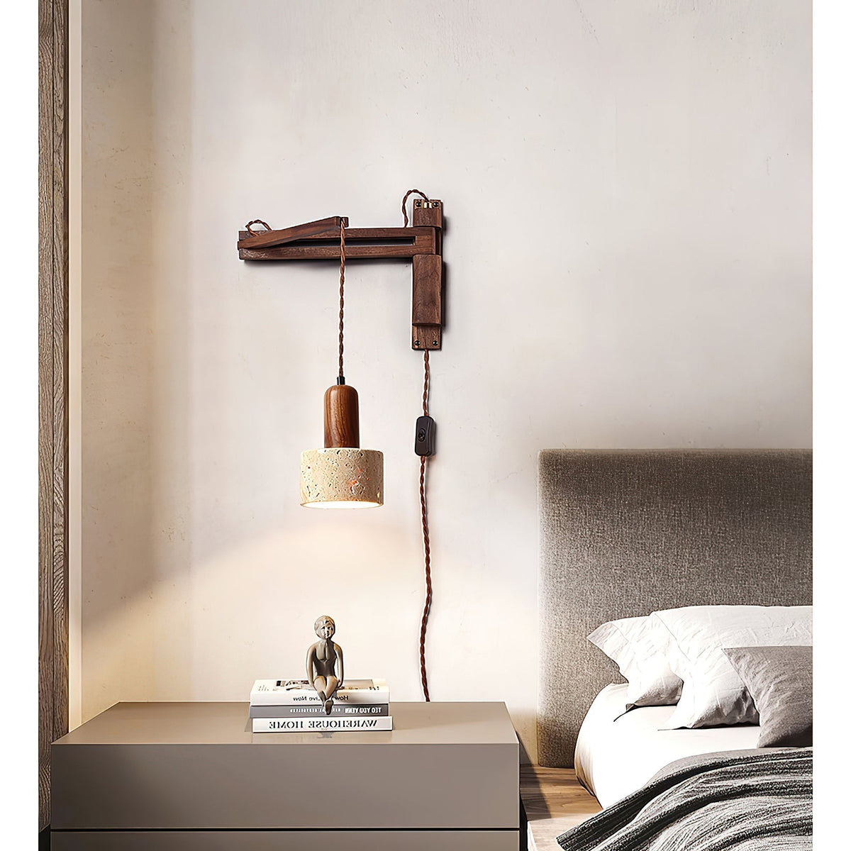 Serisenne Travertine Swing Arm Wall Sconce