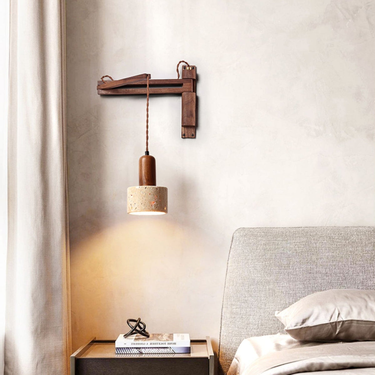Serisenne Travertine Swing Arm Wall Sconce