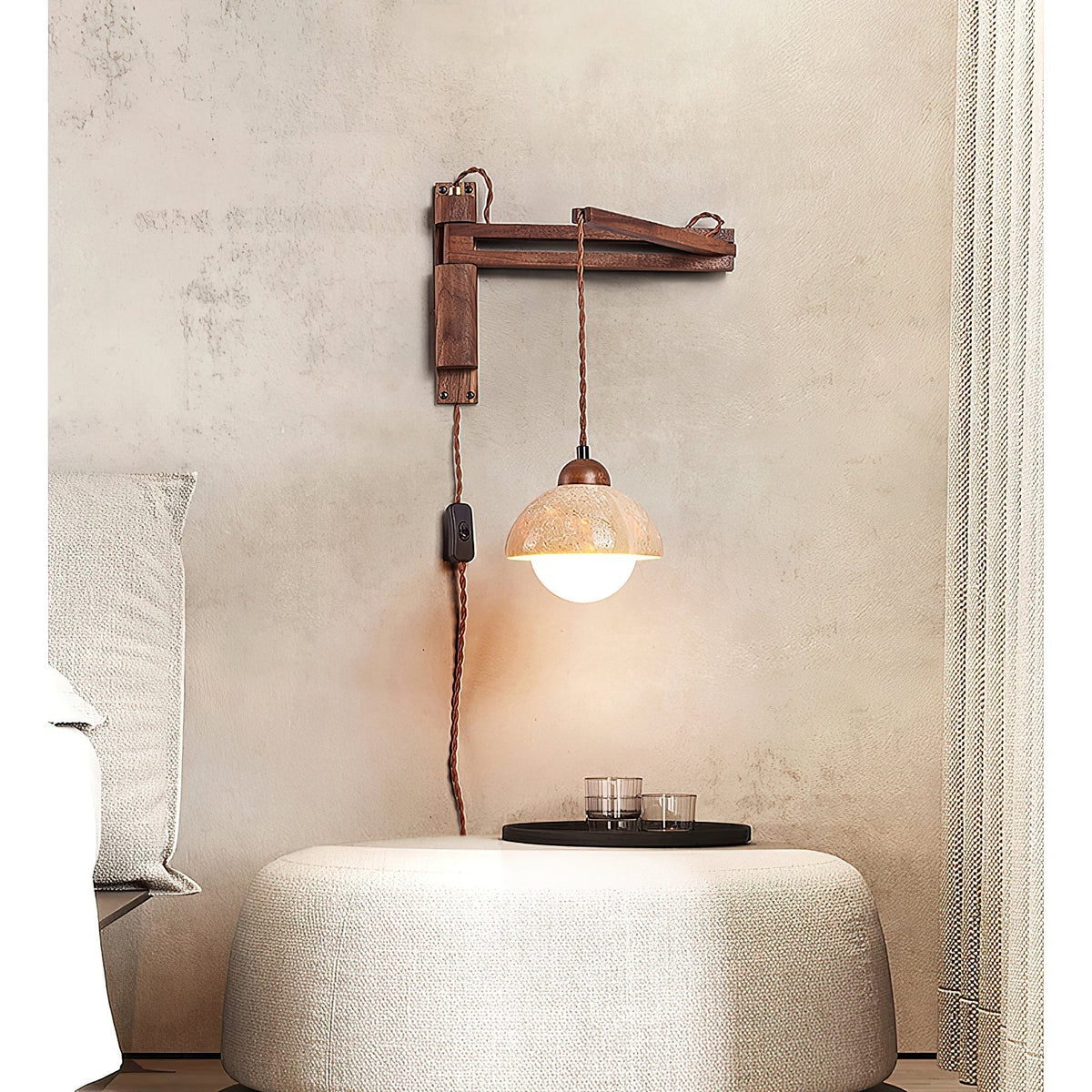 Serisenne Travertine Swing Arm Wall Sconce