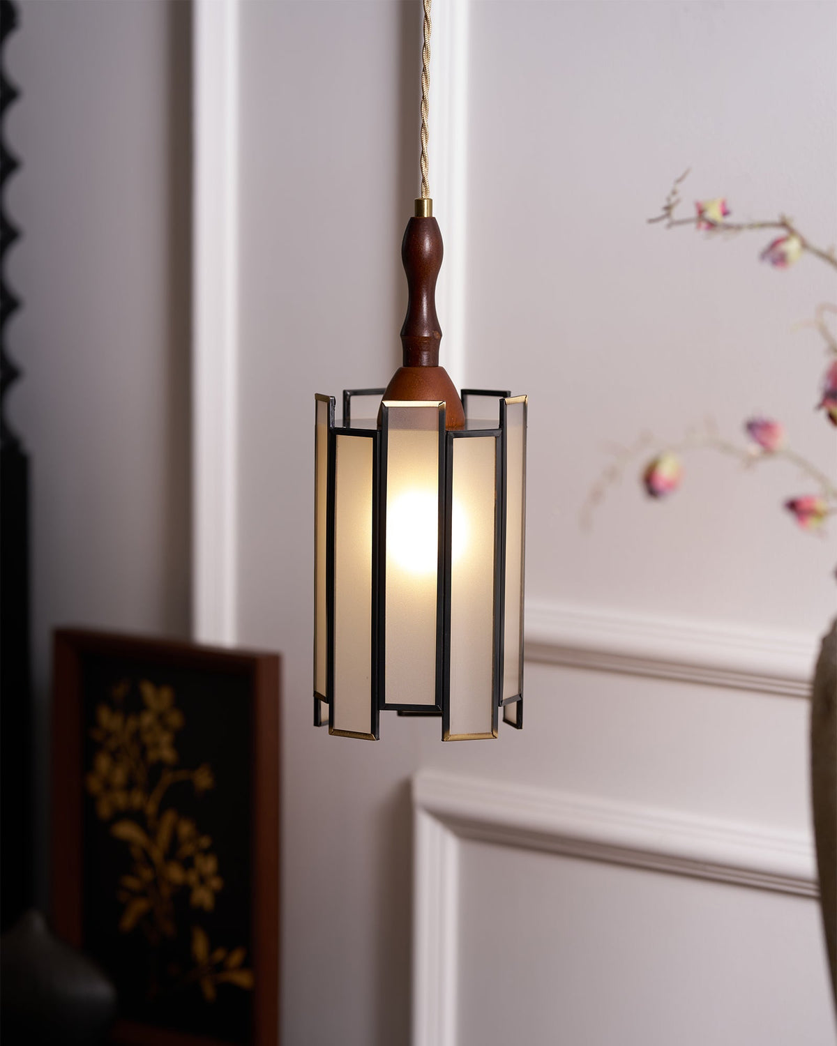 Creshen Wood & Glass Vintage Pendant Lamp