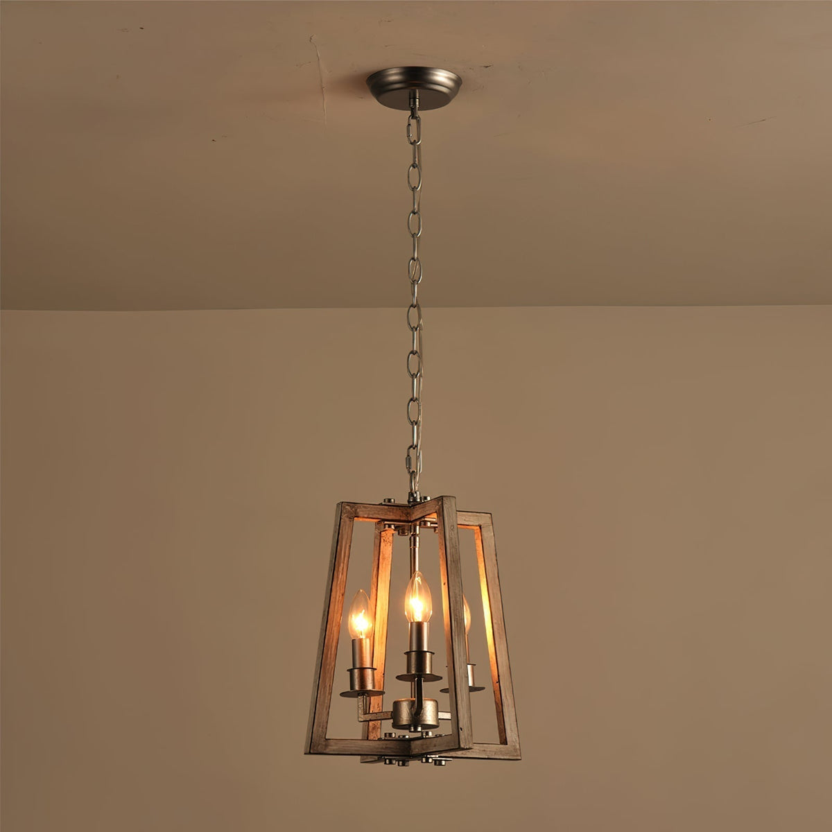 Tinsley Vintage Open Frame Wood Pendant Lamp