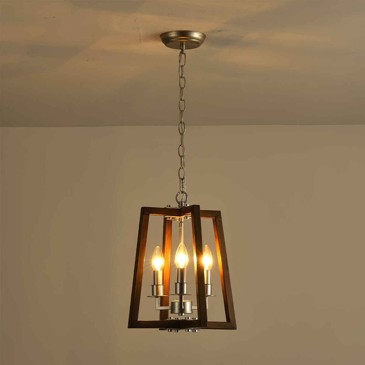 Tinsley Vintage Open Frame Wood Pendant Lamp