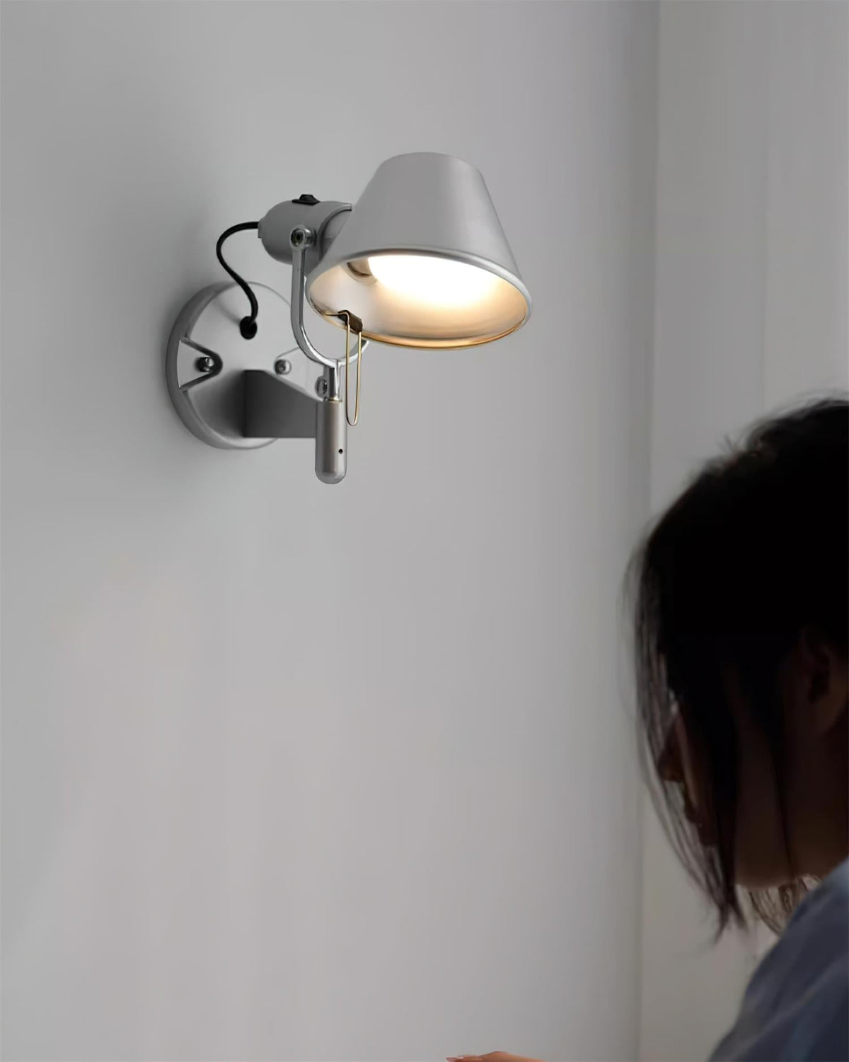 Wall Lamp Metal Body Conical Shade Adjustable Modern Minimalist
