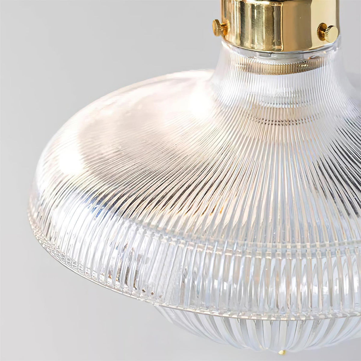 Norvela Pendant Light Clear Ribbed Glass Brass Vintage