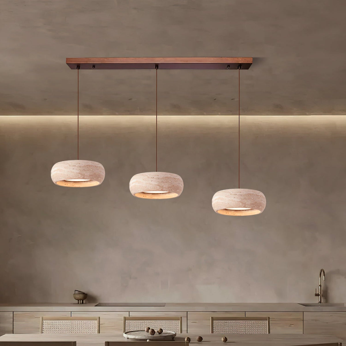 Miledom Donut-Shaped Pendant Lights Travertine