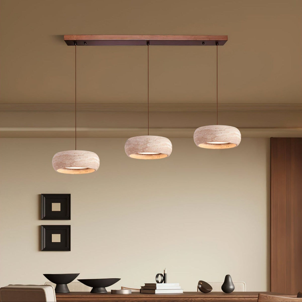 Miledom Donut-Shaped Pendant Lights Travertine
