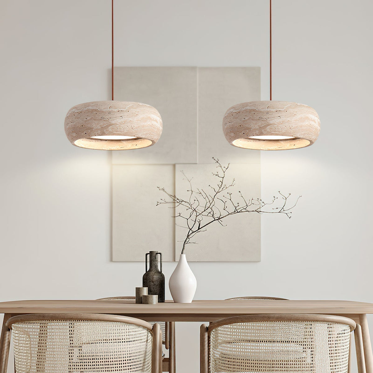 Miledom Donut-Shaped Pendant Lights Travertine