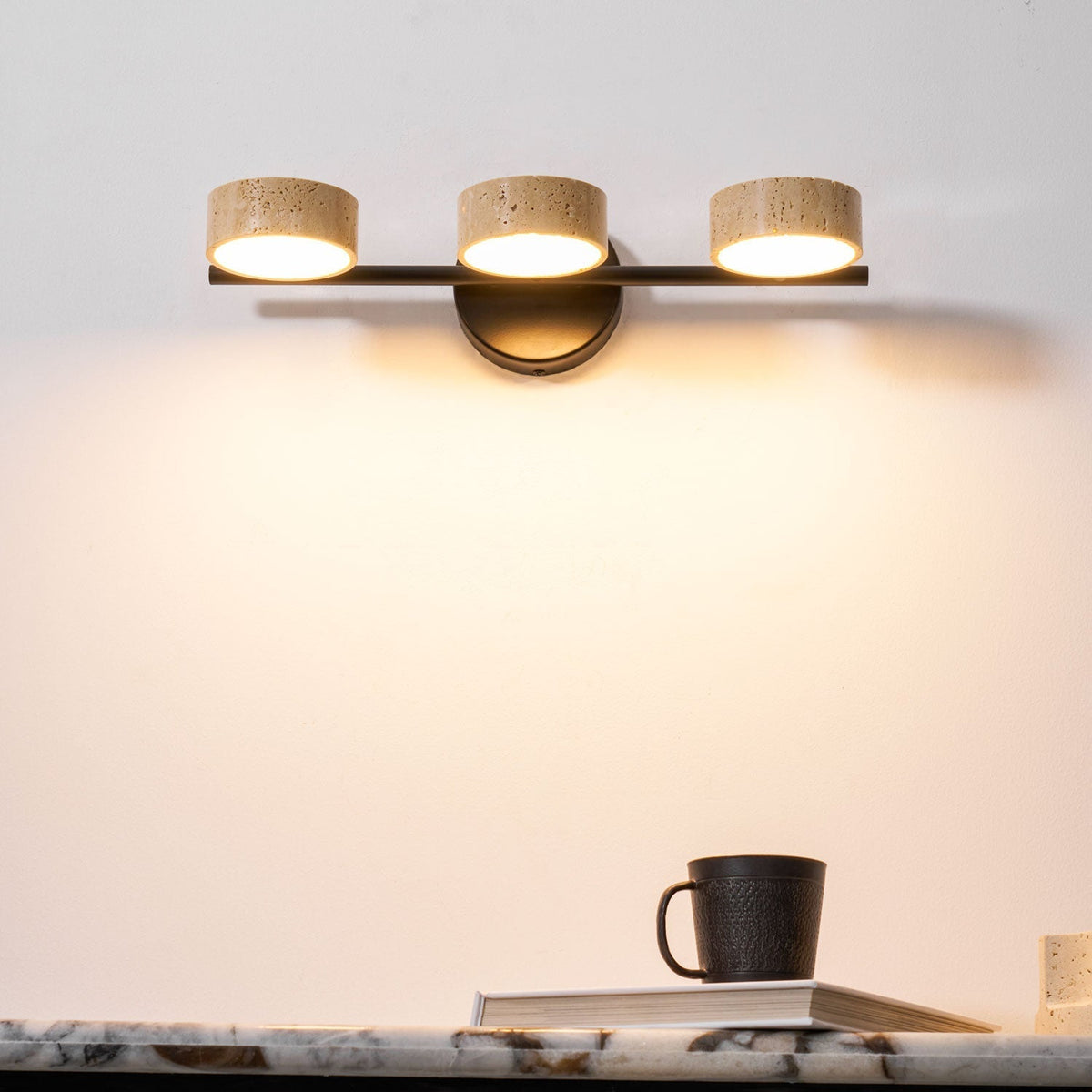 Ceshair Multi Head Travertine Vanity Light