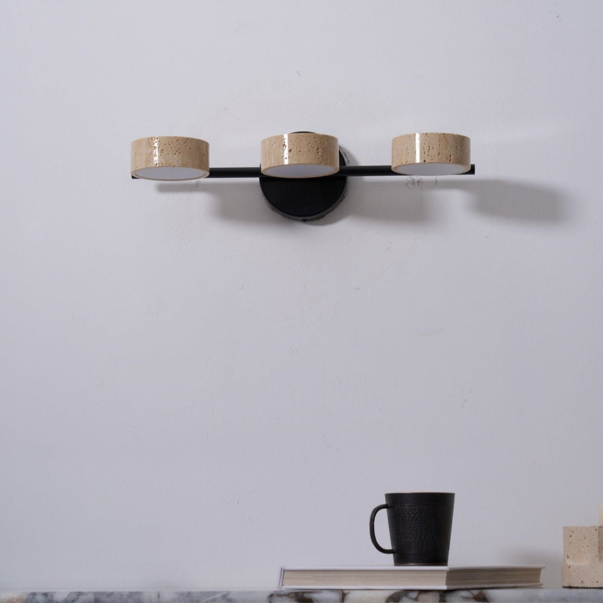 Ceshair Multi Head Travertine Vanity Light