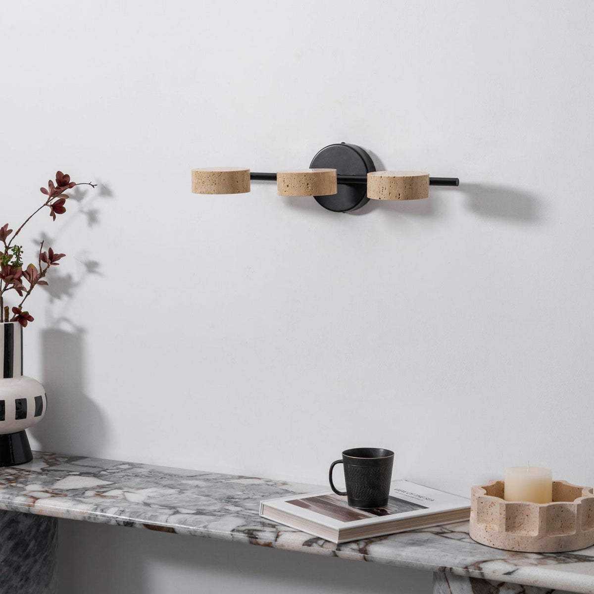 Ceshair Multi Head Travertine Vanity Light