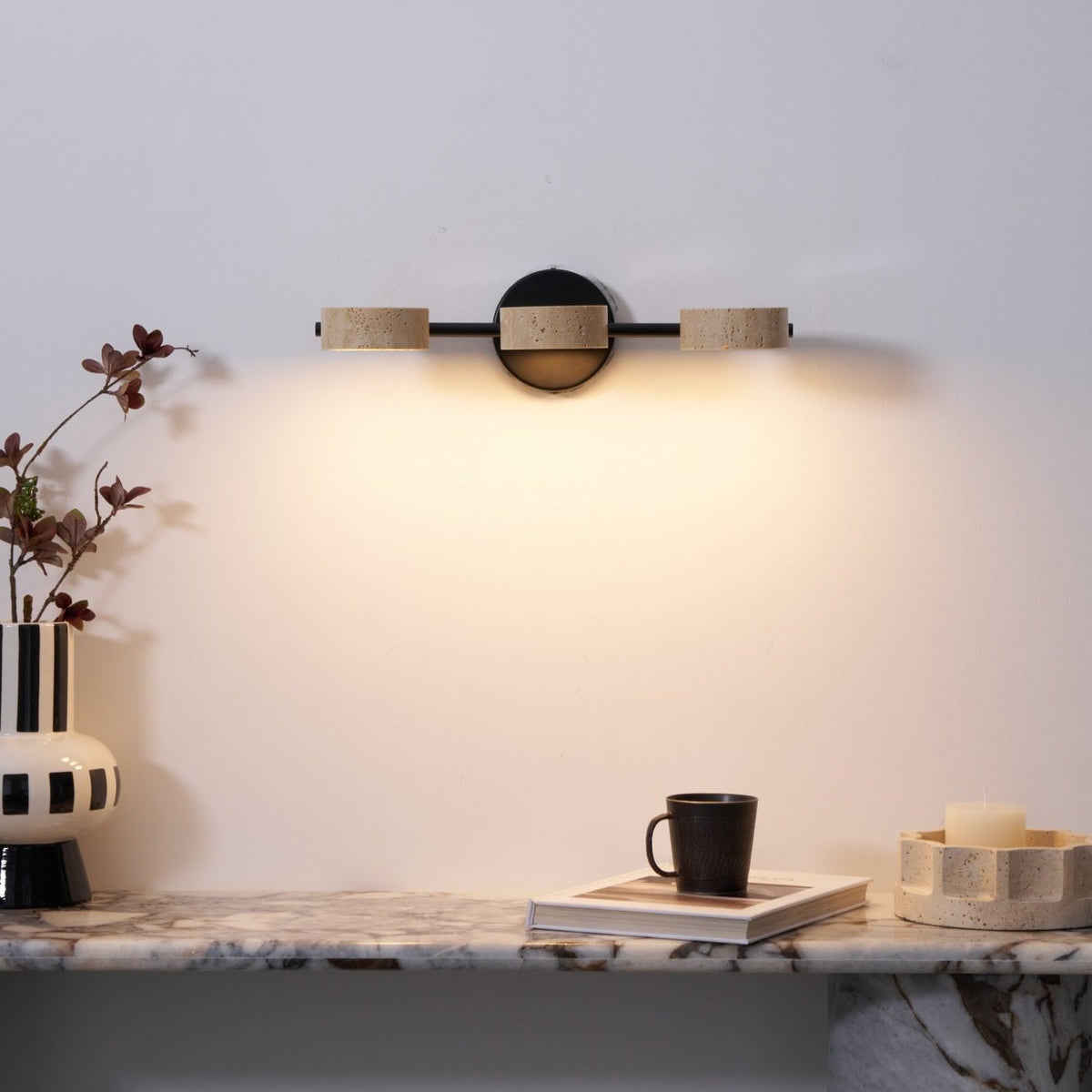Ceshair Multi Head Travertine Vanity Light