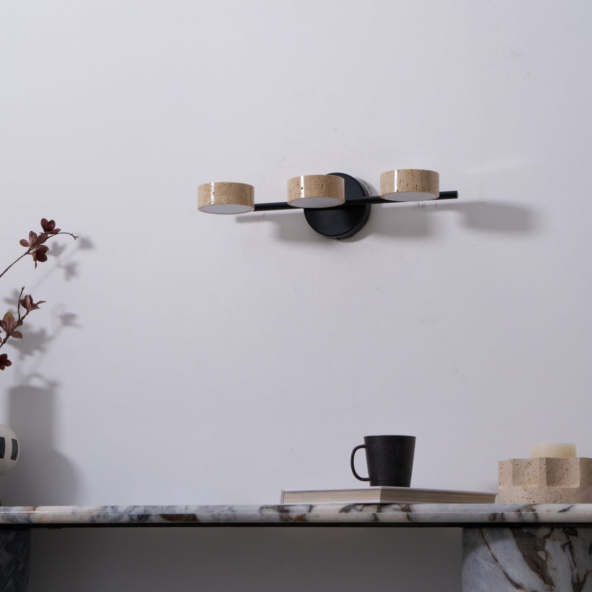Ceshair Multi Head Travertine Vanity Light