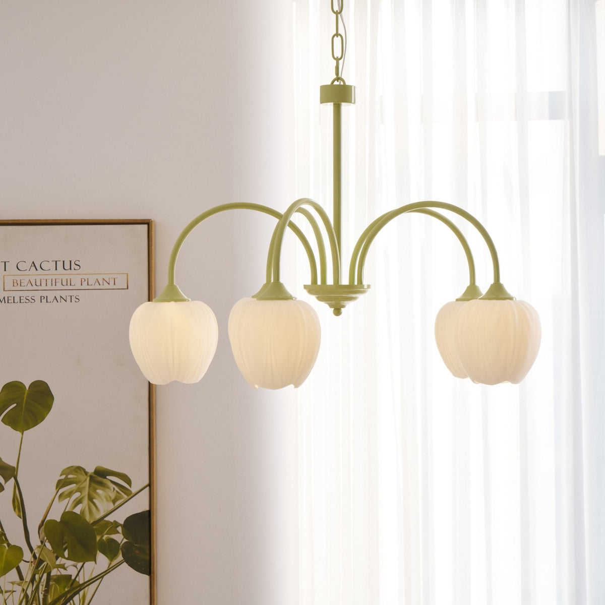 Eiraine Chandelier Tulip Matcha Glass