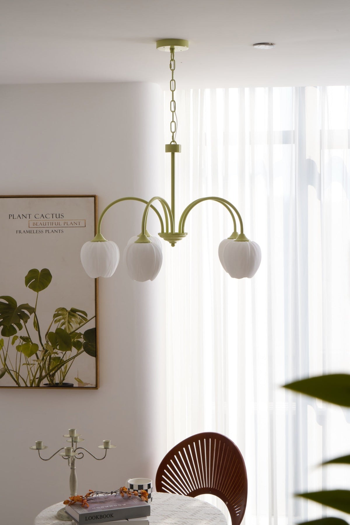 Eiraine Chandelier Tulip Matcha Glass