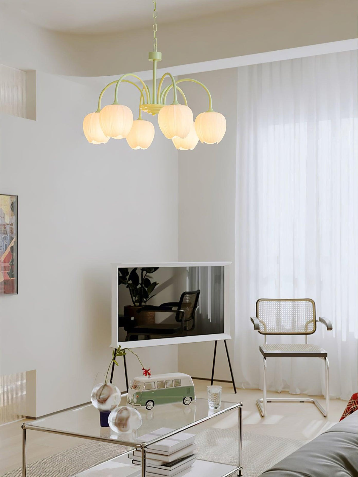 Eiraine Chandelier Tulip Matcha Glass