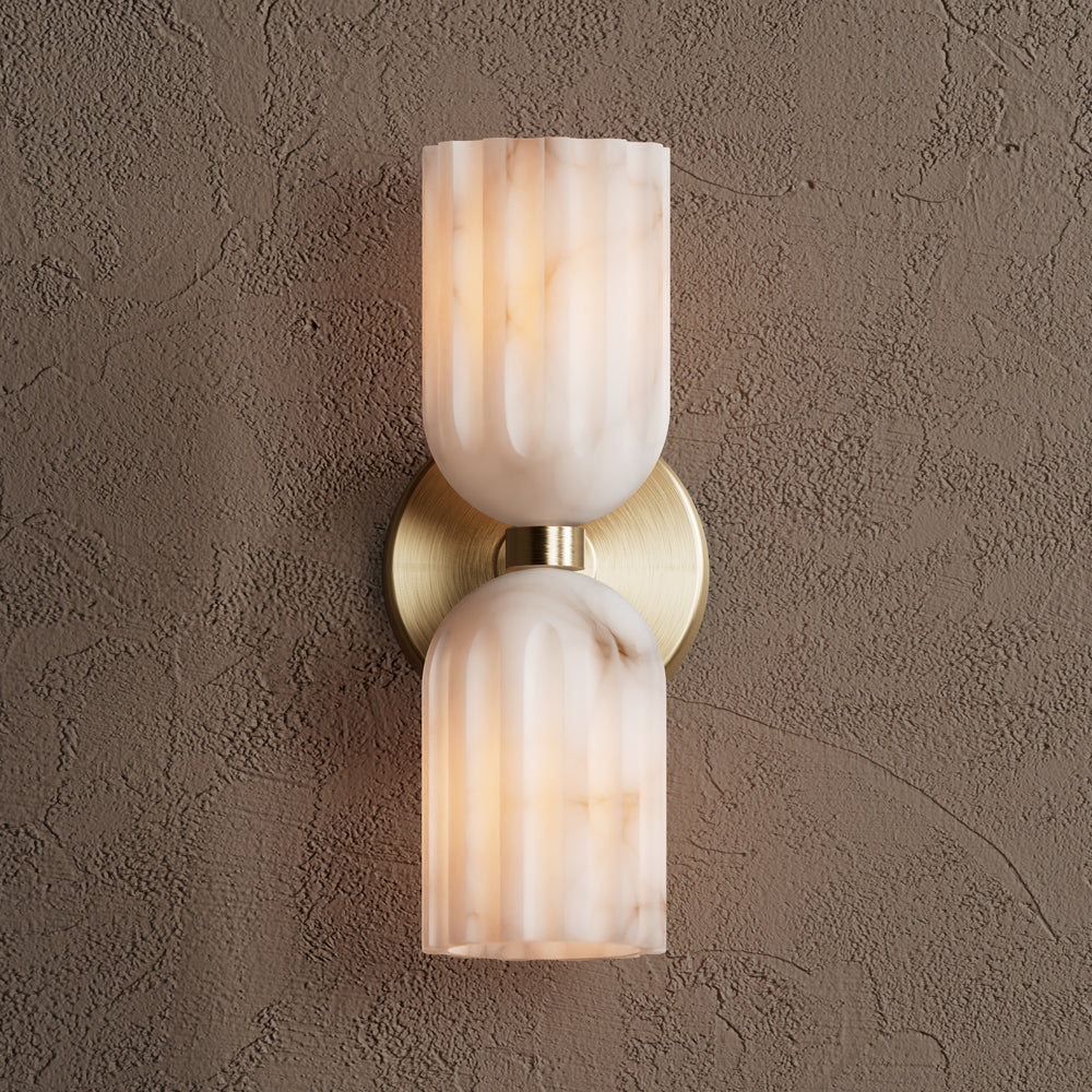 Uraeeth Double Brass Alabaster Wall Lamp