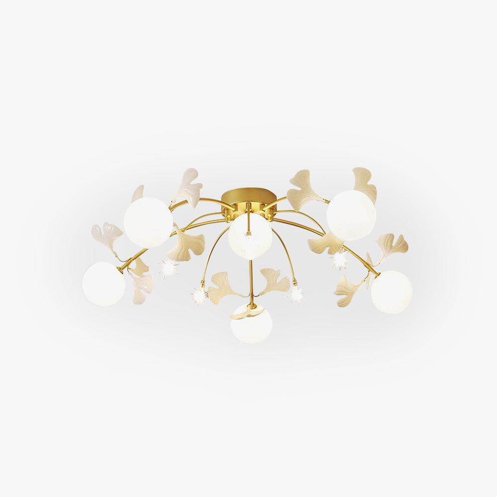 Dedotem Nordic Multi Globe Metal/Ceramic Flush Mount Ceiling Light, White/Gold