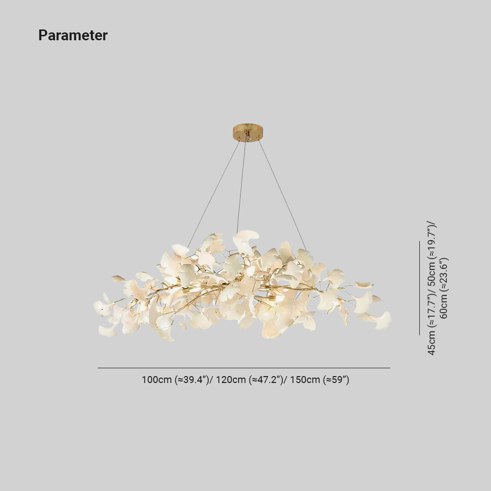 Zubeles Gingko Chandelier Art Deco Bent Downwards