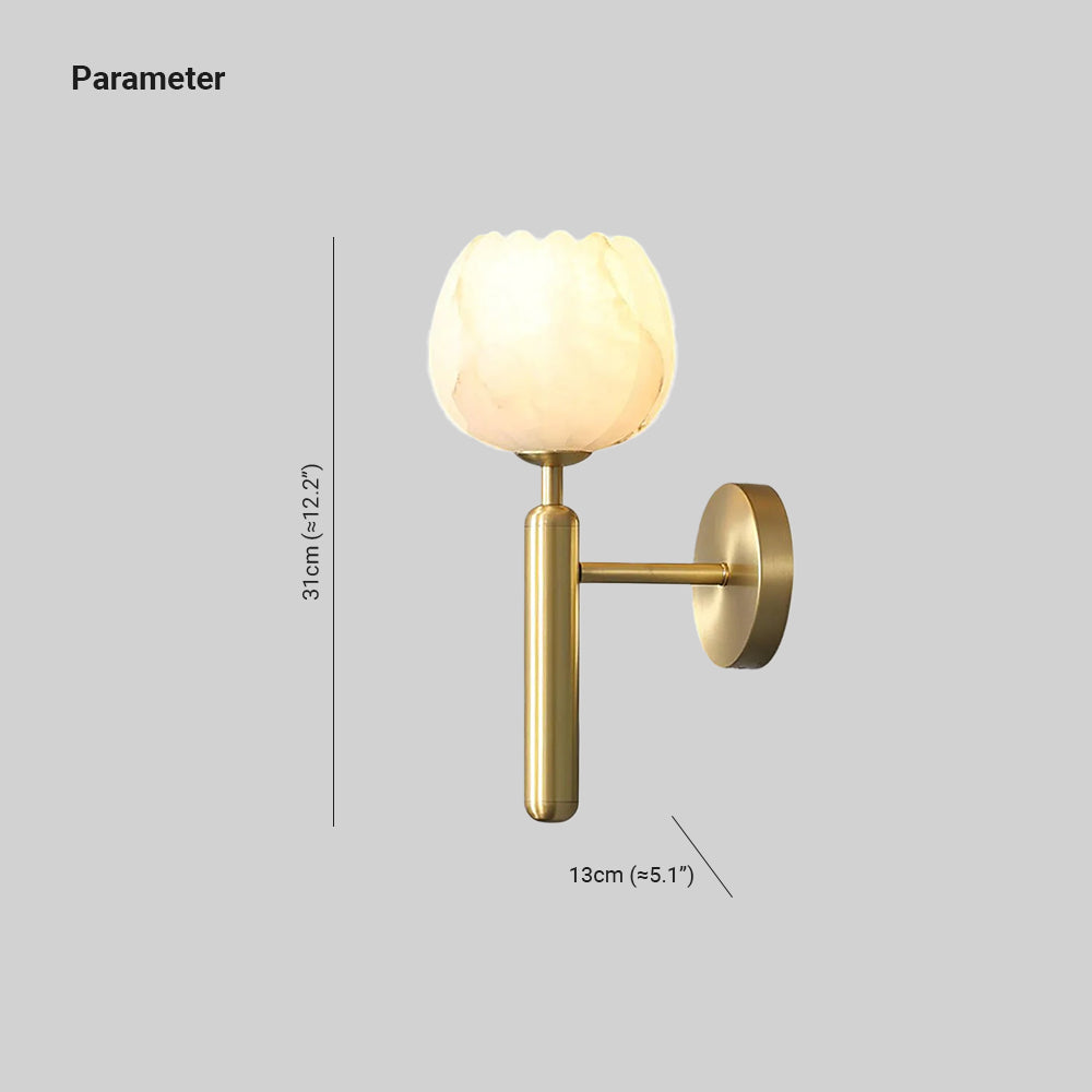 Nivarina Floral Alabaster Brass Wall Light
