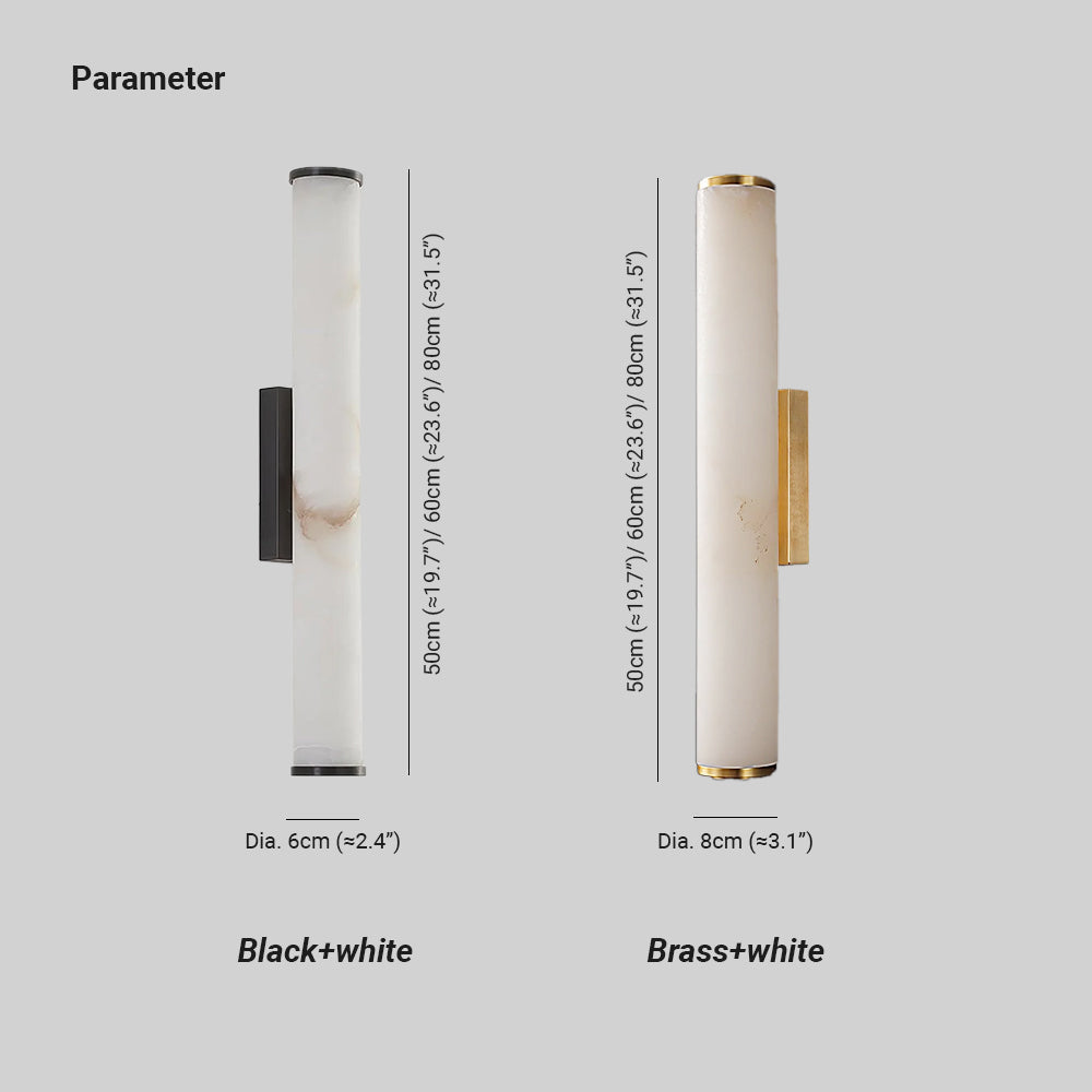 Wegobam Alabaster Vertical Cylindrical Wall Lamp