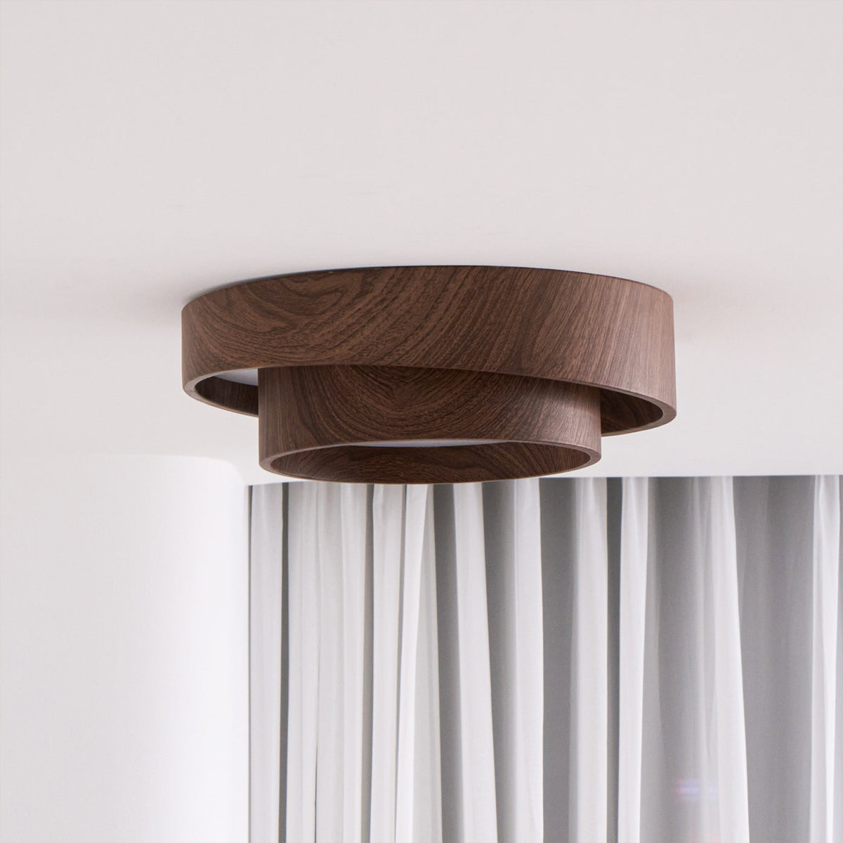 Pimegon Ceiling Light Double - Ring Walnut Color