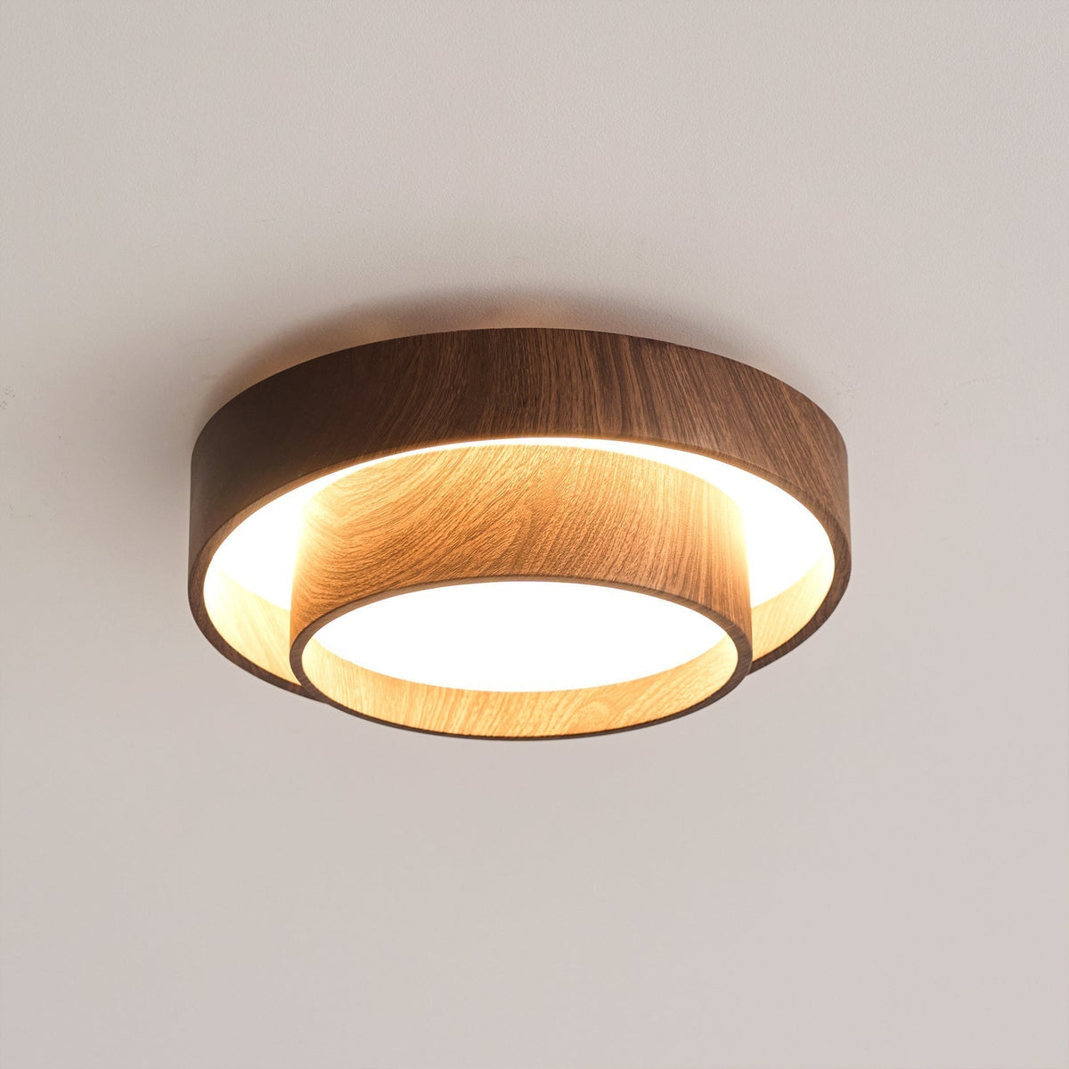 Pimegon Ceiling Light Double - Ring Walnut Color