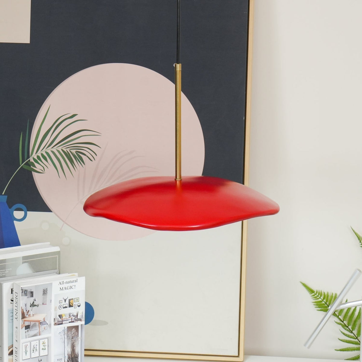 Mariva Pendant Lamp Wave Shape Gold Accent