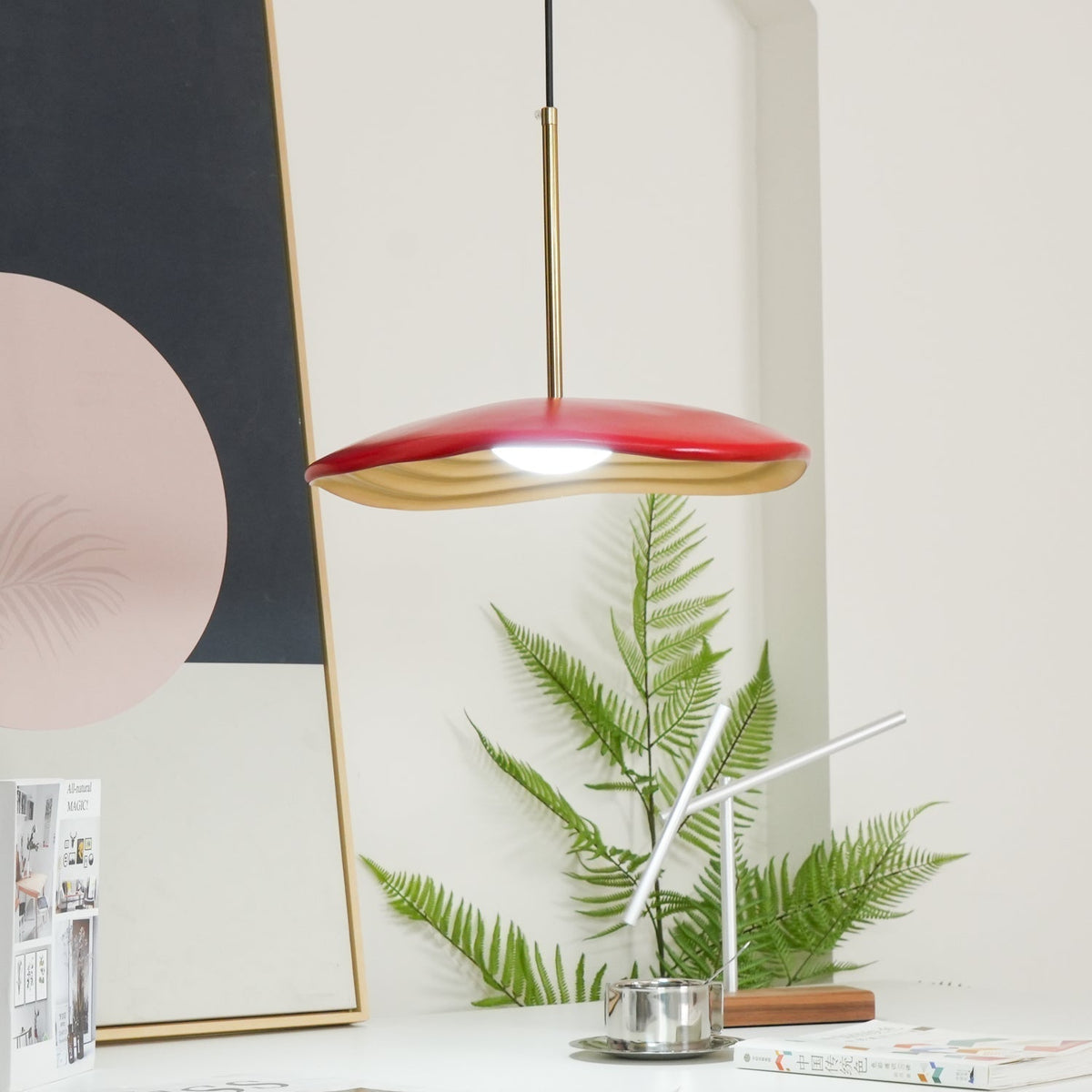 Mariva Pendant Lamp Wave Shape Gold Accent