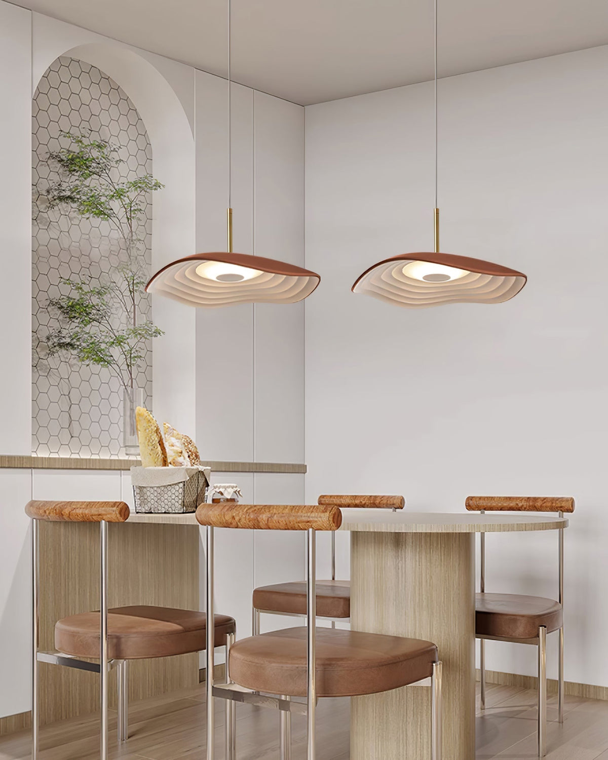 Mariva Pendant Lamp Wave Shape Gold Accent