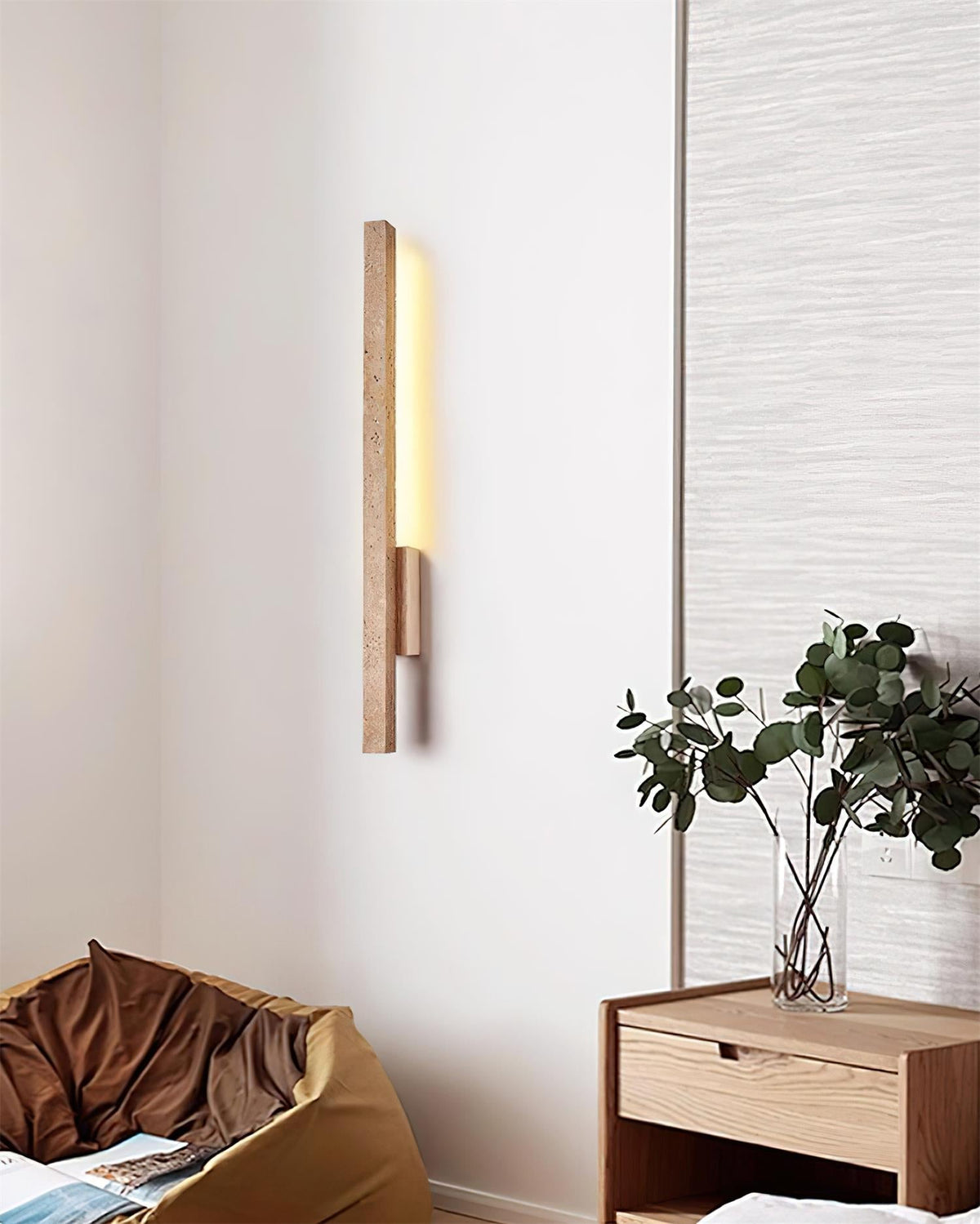 Corvella Wall Lamp Slim Linear Travertine Minimalist