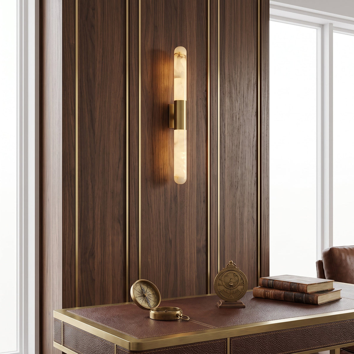 Alborette Alabaster Tube Wall Sconce