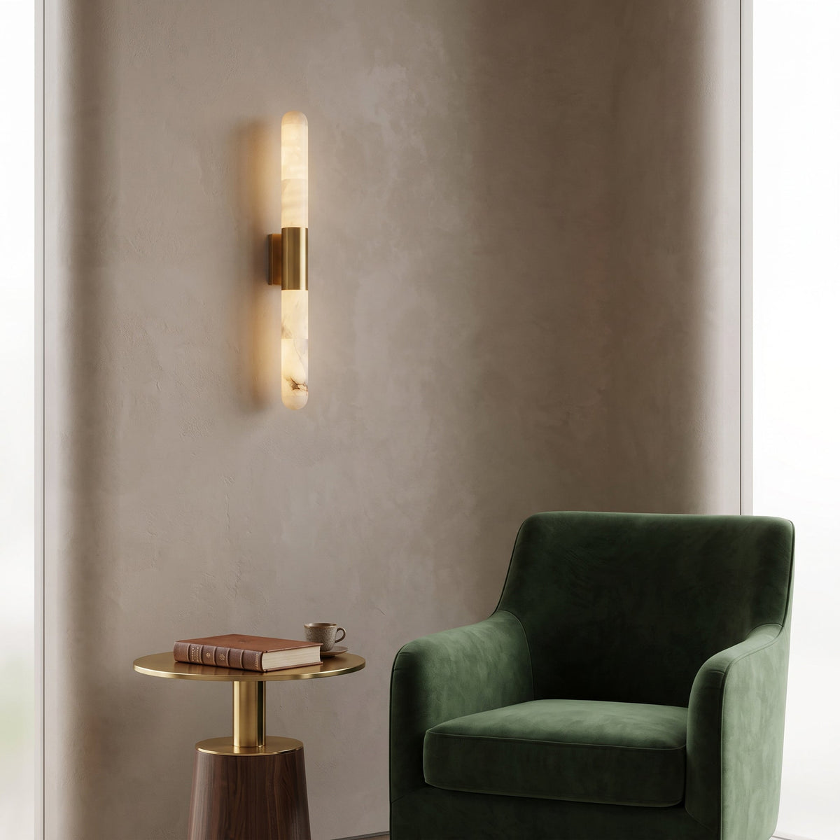 Alborette Alabaster Tube Wall Sconce