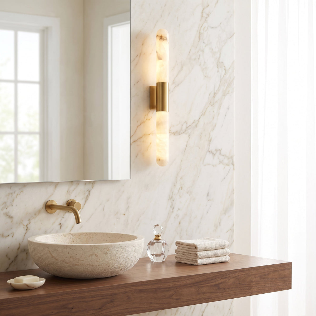 Alborette Alabaster Tube Wall Sconce