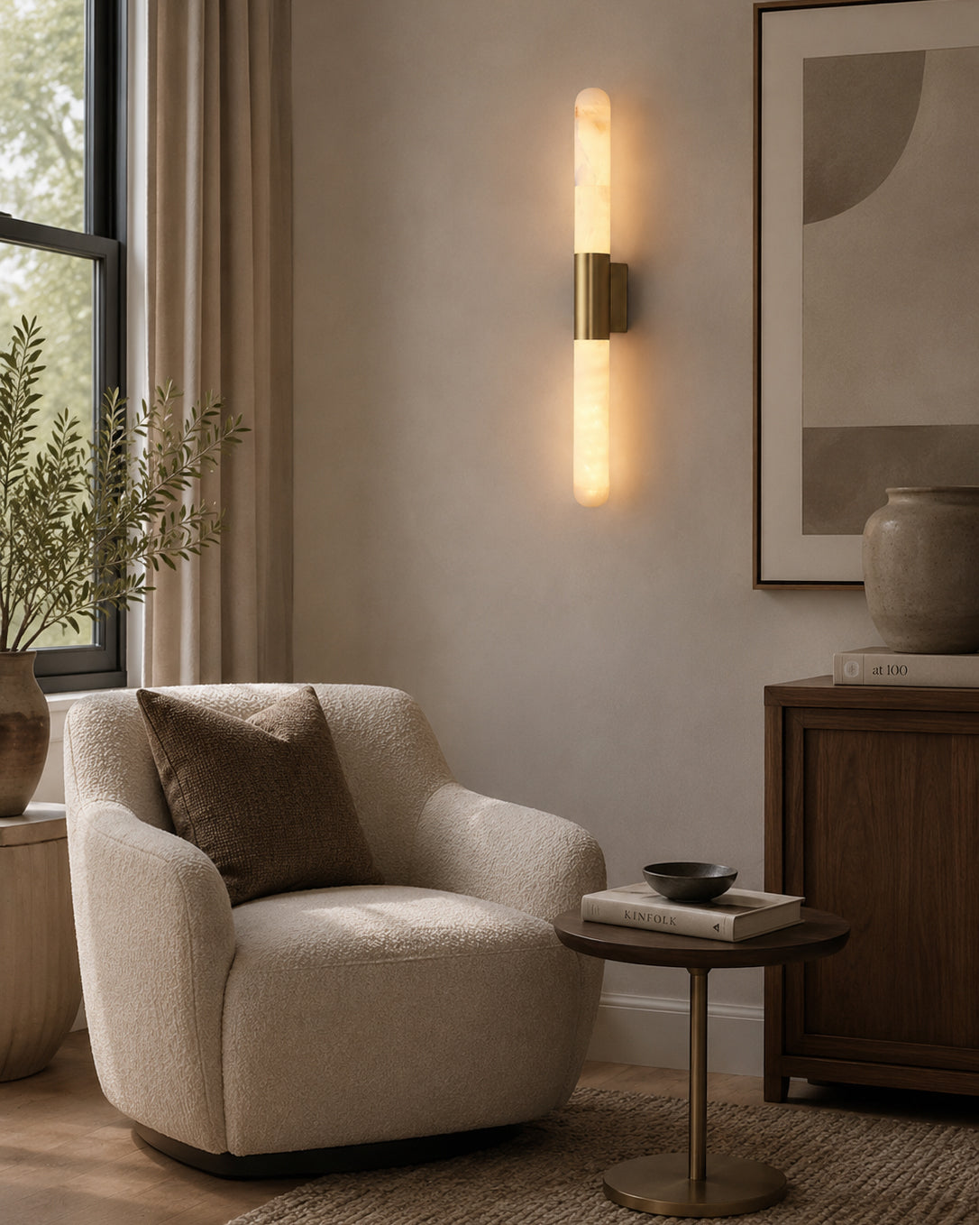 Alborette Alabaster Tube Wall Sconce