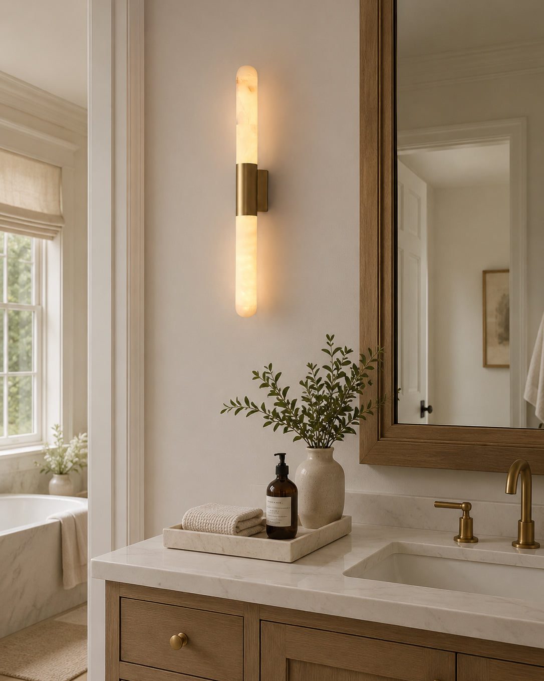 Alborette Alabaster Tube Wall Sconce