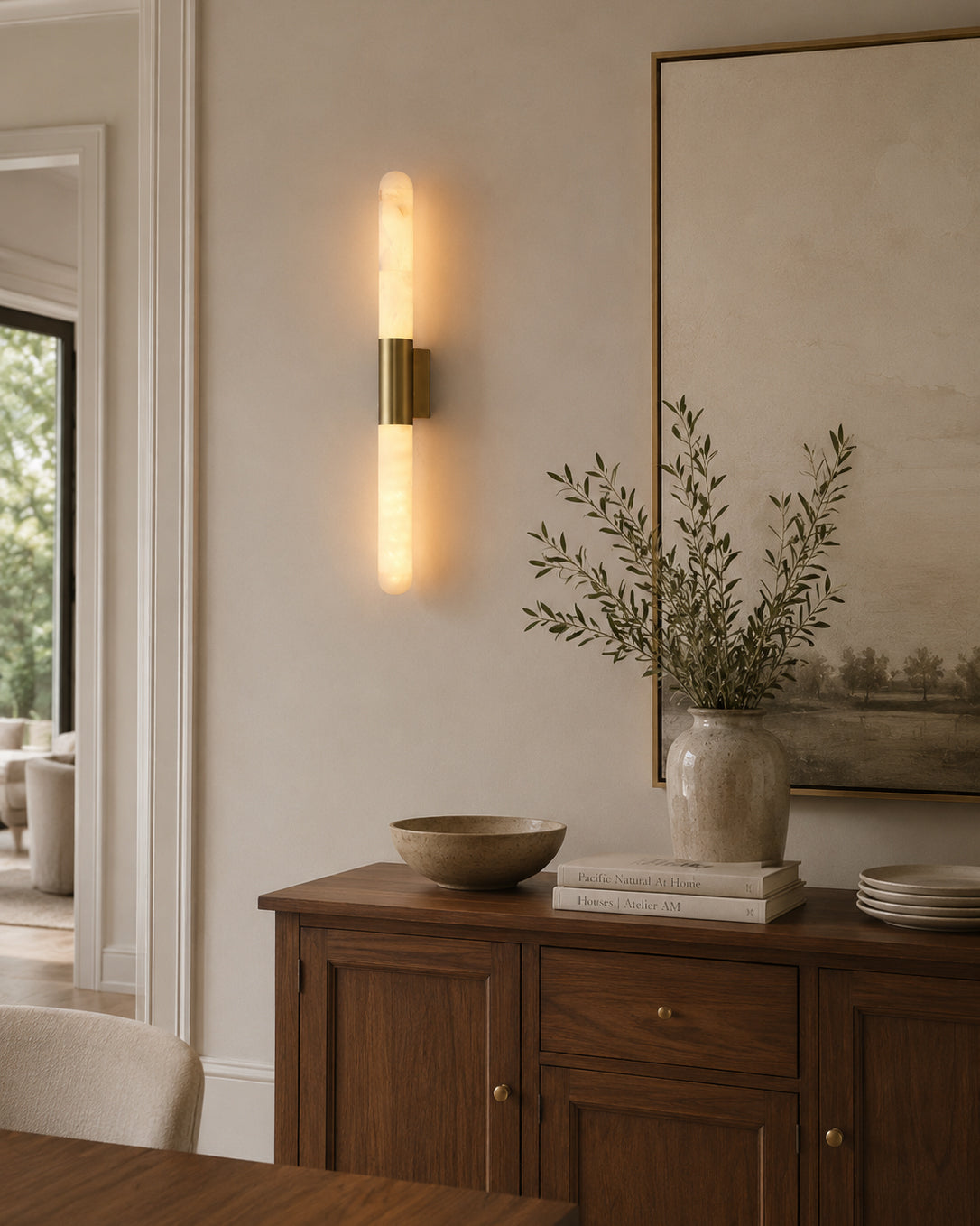 Alborette Alabaster Tube Wall Sconce