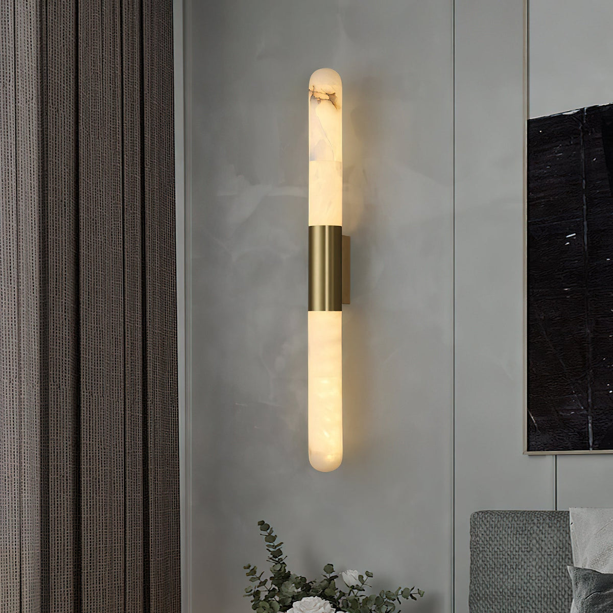 Alborette Alabaster Tube Wall Sconce
