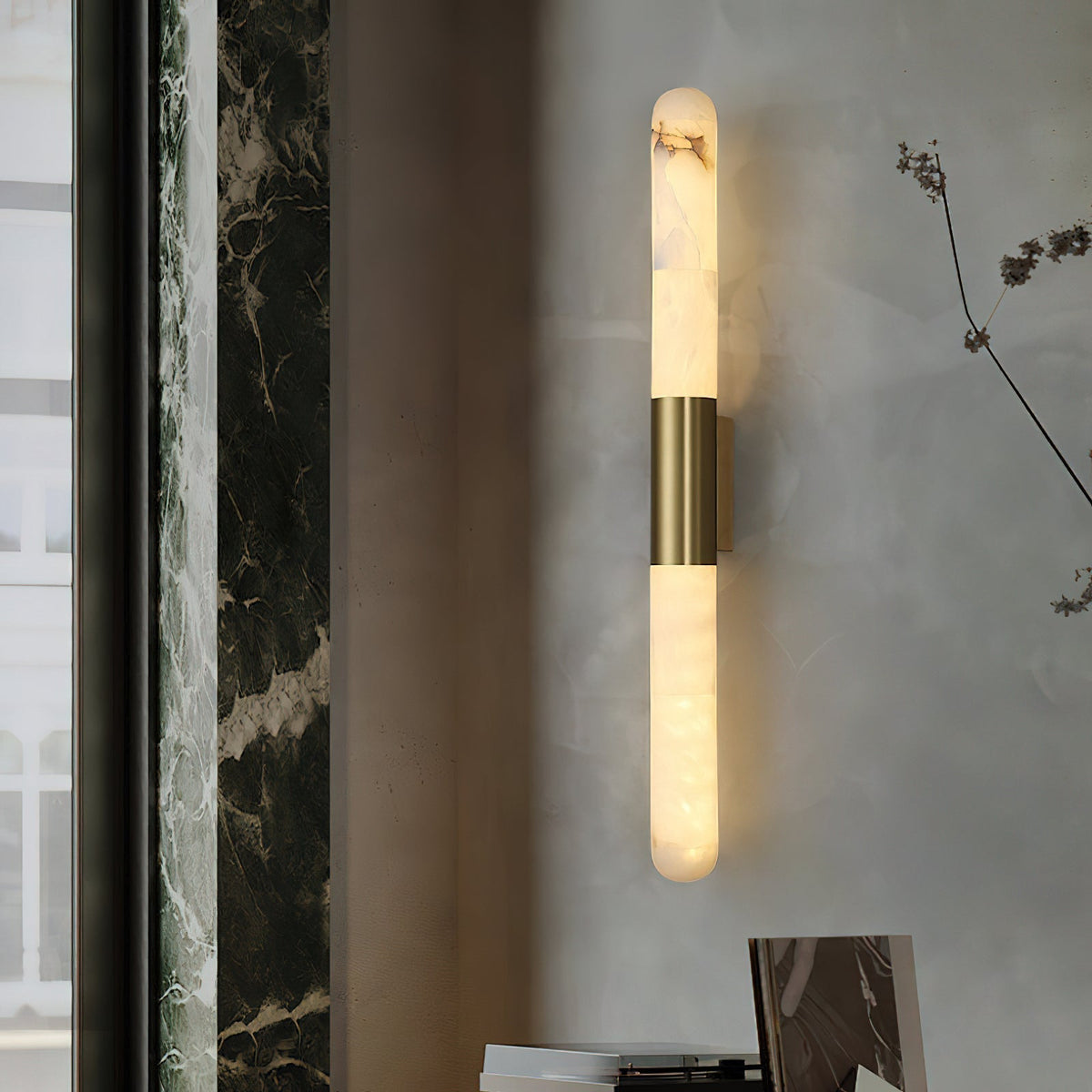 Alborette Alabaster Tube Wall Sconce