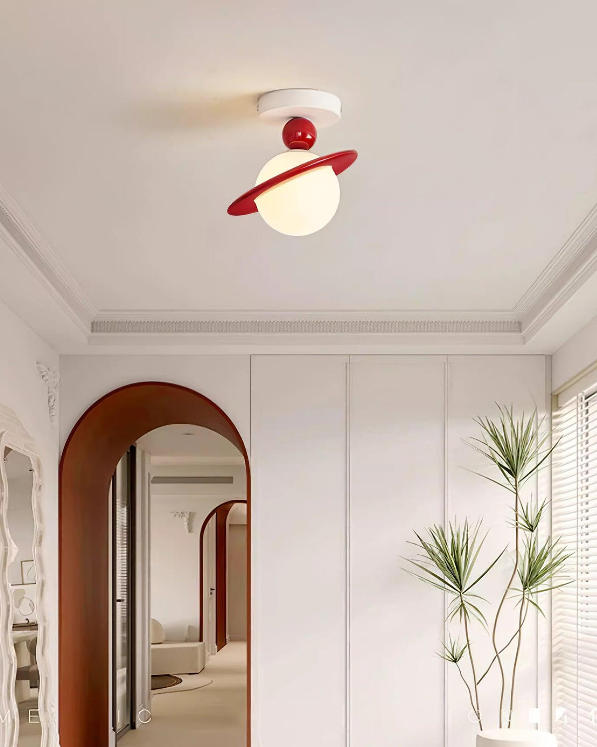 Selvian Ceiling Light Red and White Sputnik Retro
