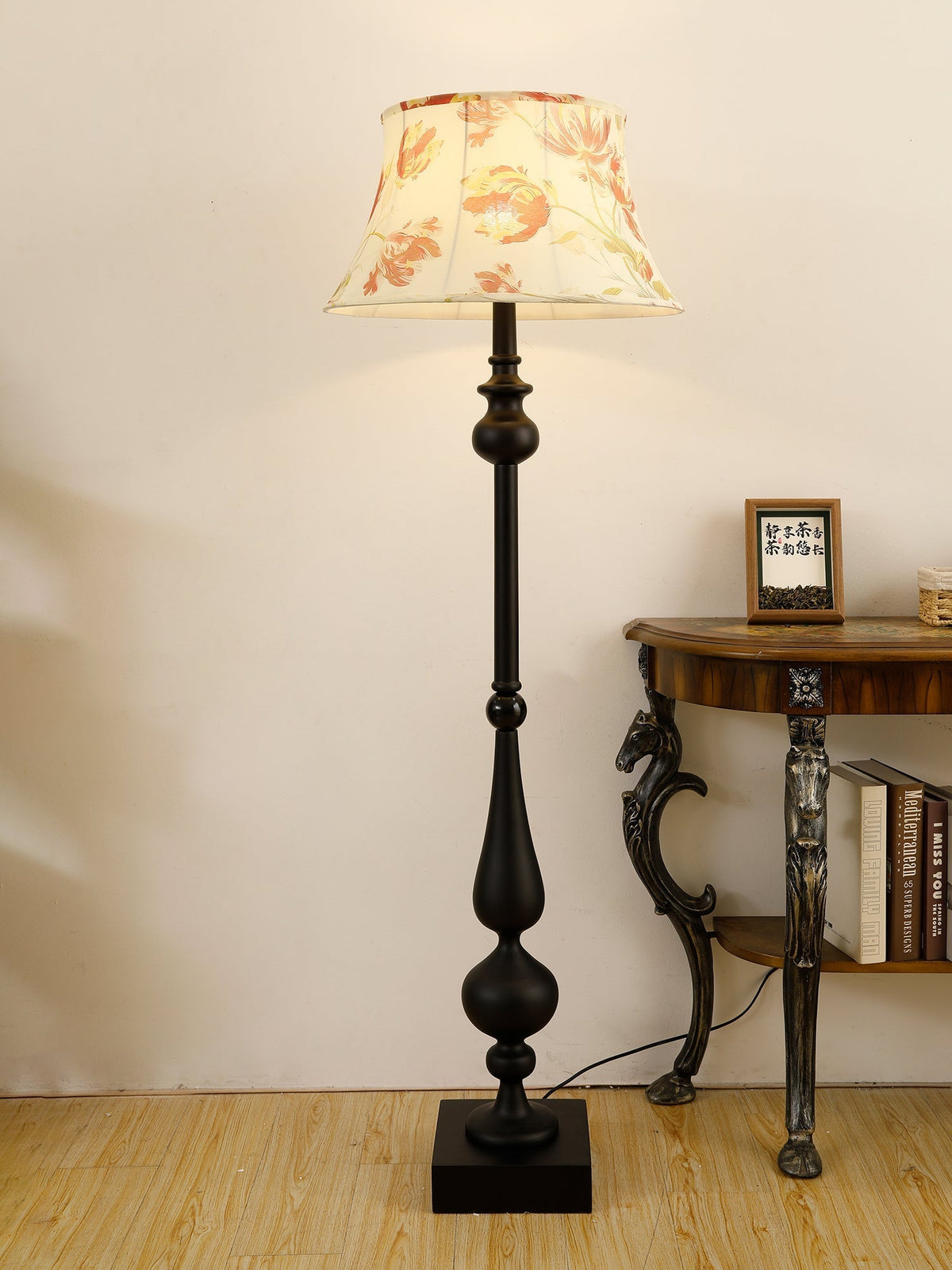 Floren Wood Fabric Classic Floor Lamp