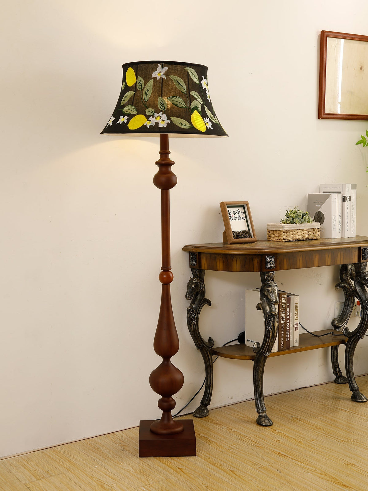 Floren Wood Fabric Classic Floor Lamp