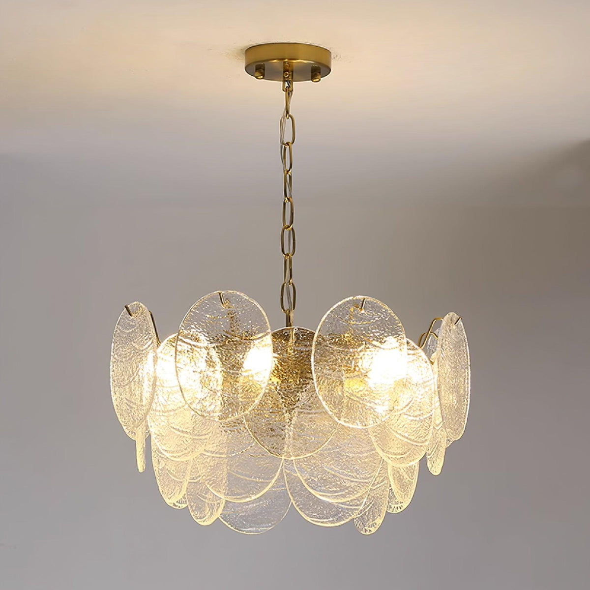 Chandelier Glass Discs Metal Frame Gold Finish Victorian