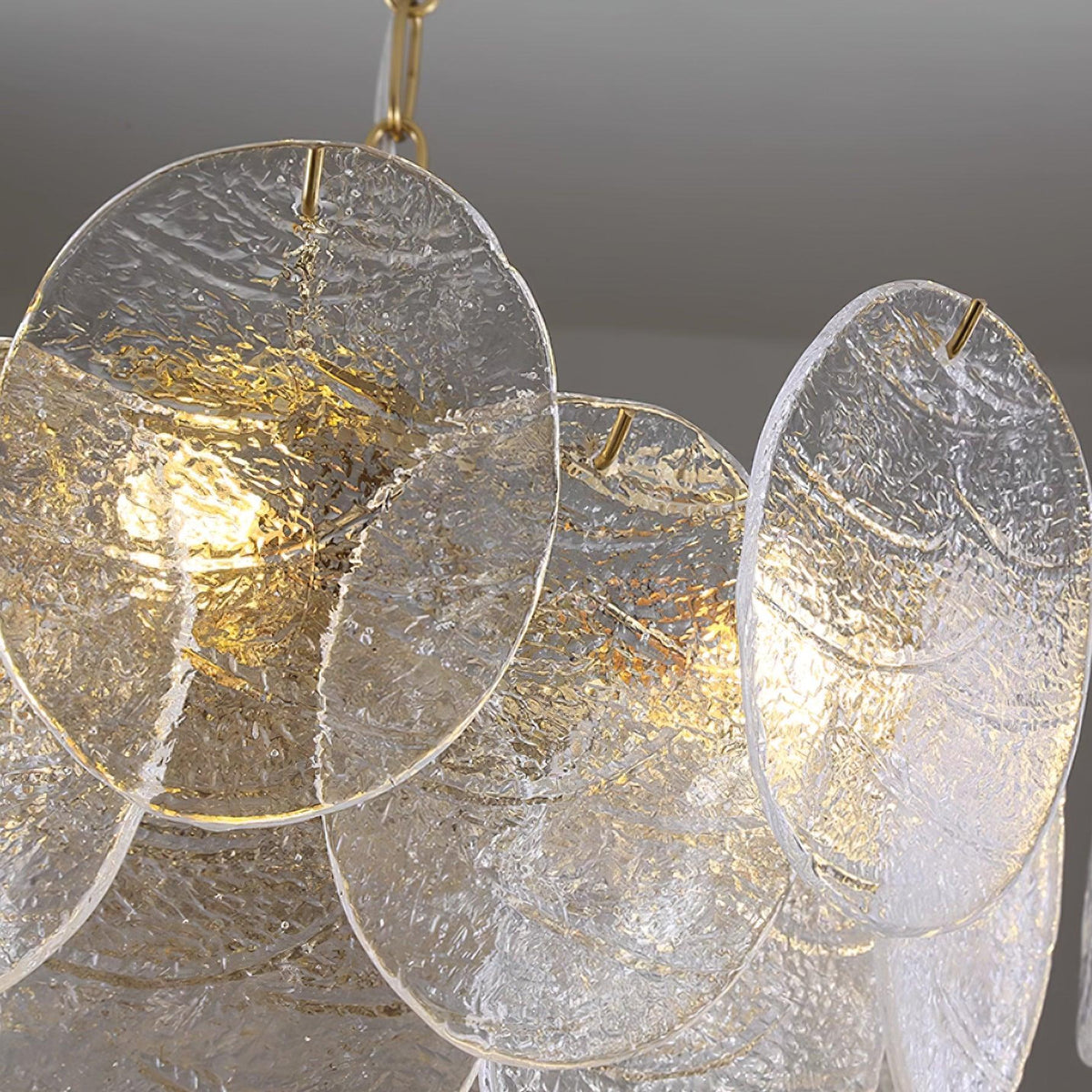 Chandelier Glass Discs Metal Frame Gold Finish Victorian