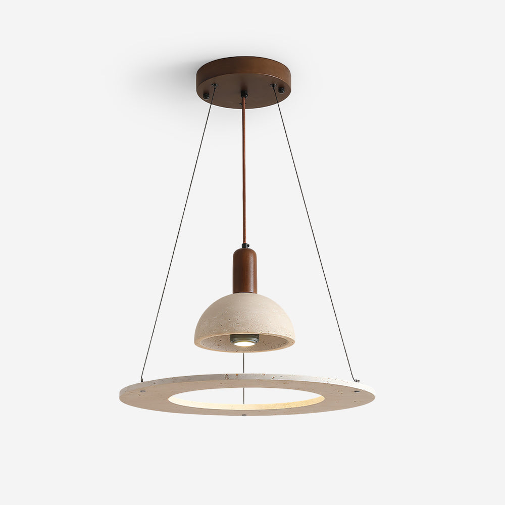 Valenise Travertine Dome & Ring Pendant Lamp