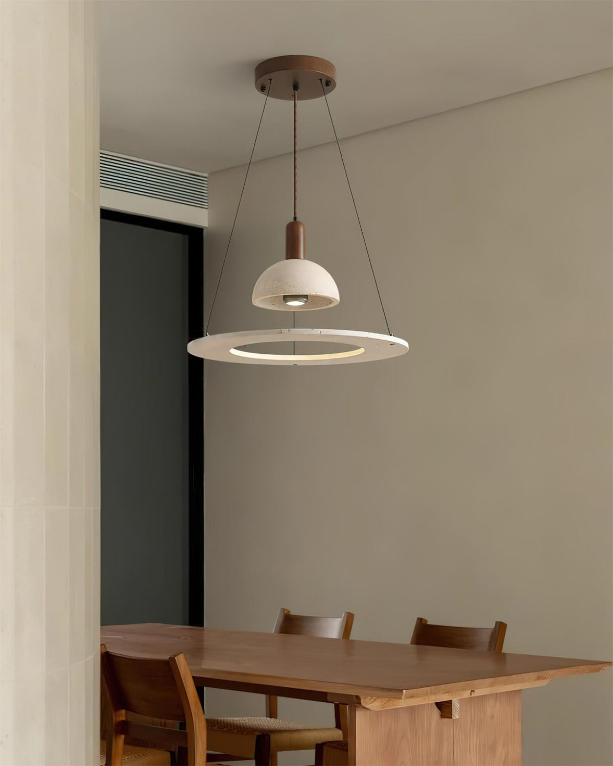 Valenise Travertine Dome & Ring Pendant Lamp