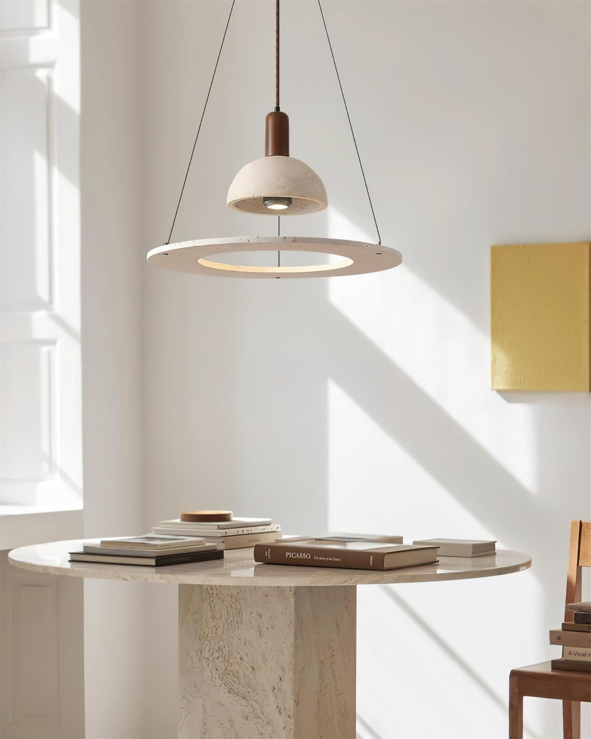 Valenise Travertine Dome & Ring Pendant Lamp