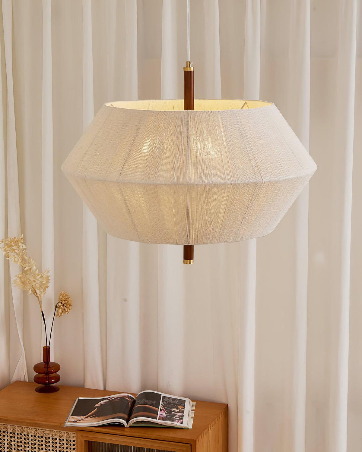 Elowen Pendant Lamp Cotton-Thread Walnut Natural